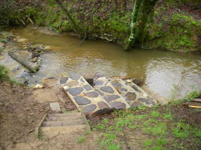 The new stairs down to the launch in a tributary creek.